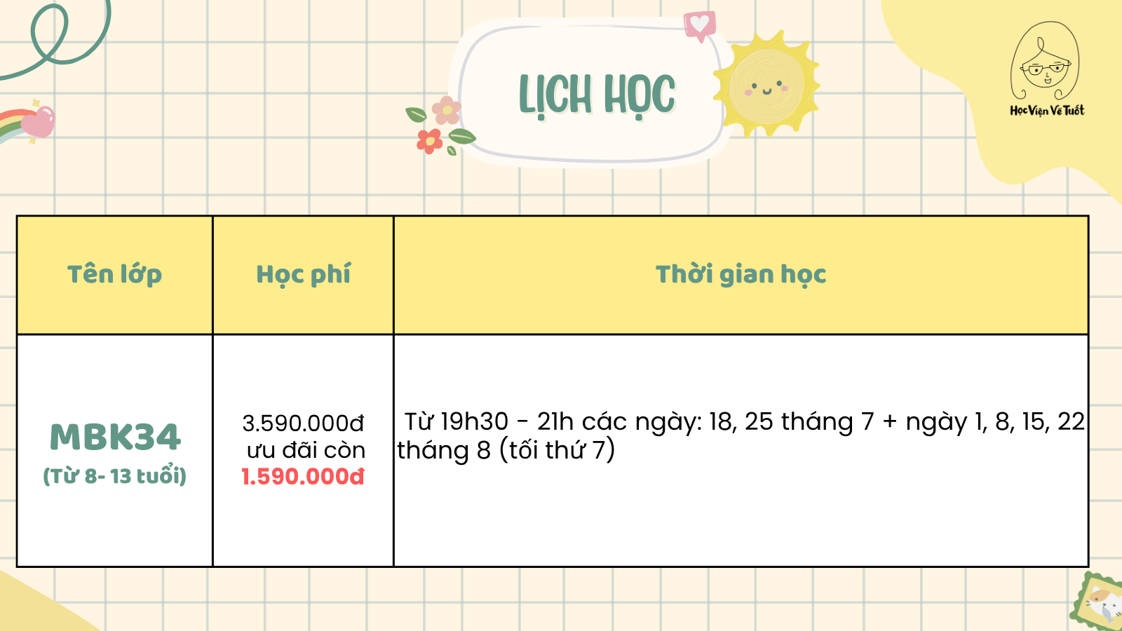 lịch học khóa MM lich hoc khoa MM 2